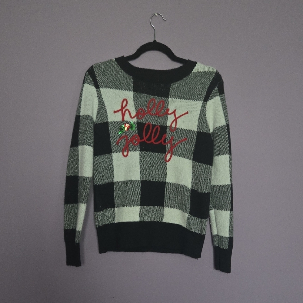 Gray and Black Checkered Sweater
